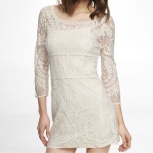 Express Cream Lace Illusion Dress